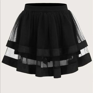 SHEIN Satin Trim layered organza skirt